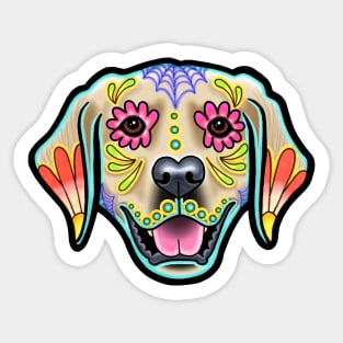 Golden Retriever - Day of the Dead Sugar Skull Dog Sticker